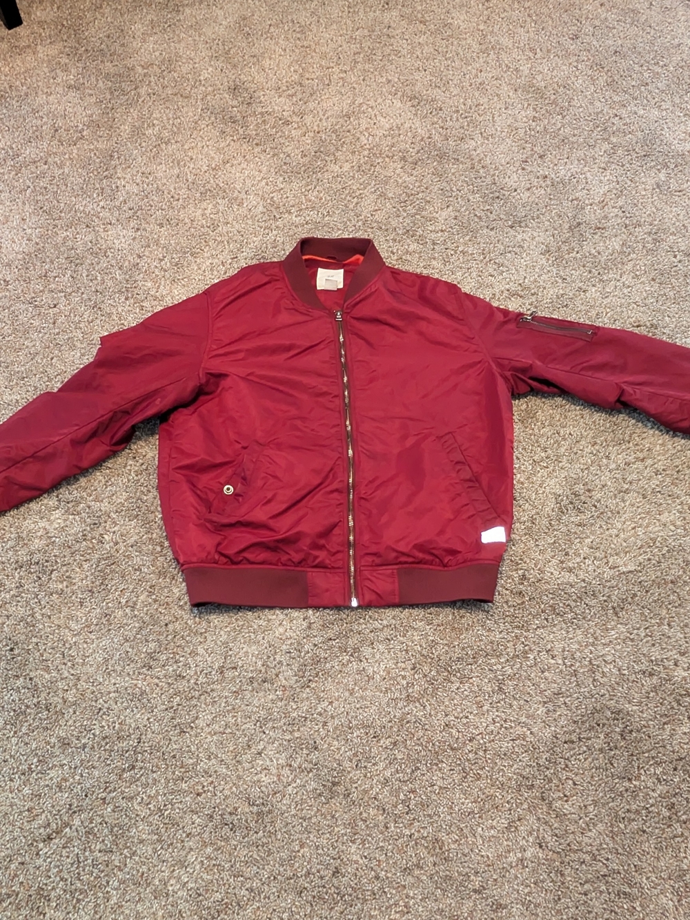 H&M L.O.G.G. Burgundy Red Zip Up Bomber Jacket Size Large